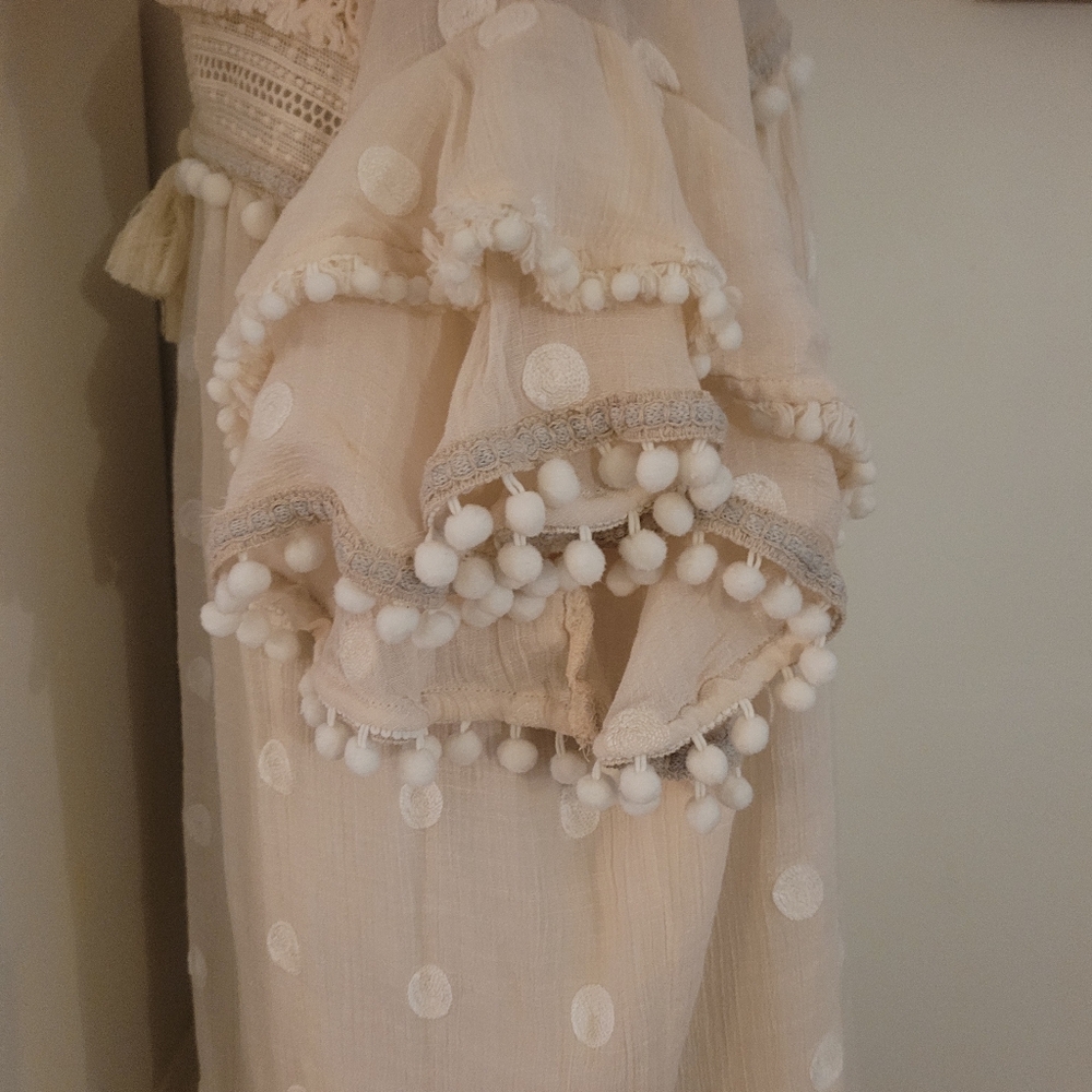 Allison New York Boho Tunic Dress Pom Pom polka dots tassels and Trim - Picture 15 of 15